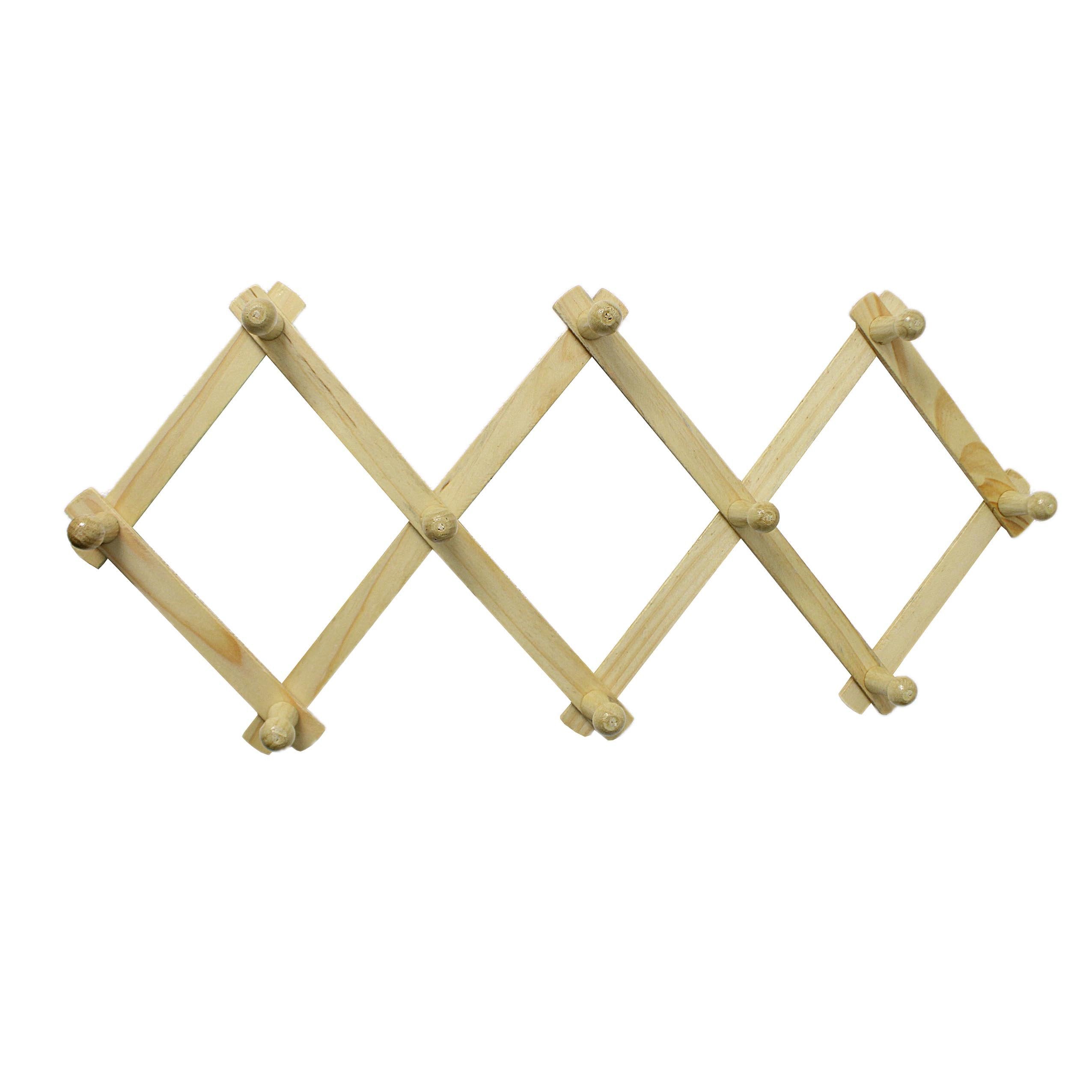 Wooden Diamond Style Door Wall Hook Cloth Coats Jackets Hanger 10 Studs 0932