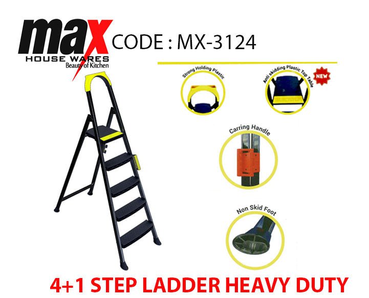 Step Ladder Heavy Duty 4+1 Diy Home Assorted Colours MX3124 / MX3104