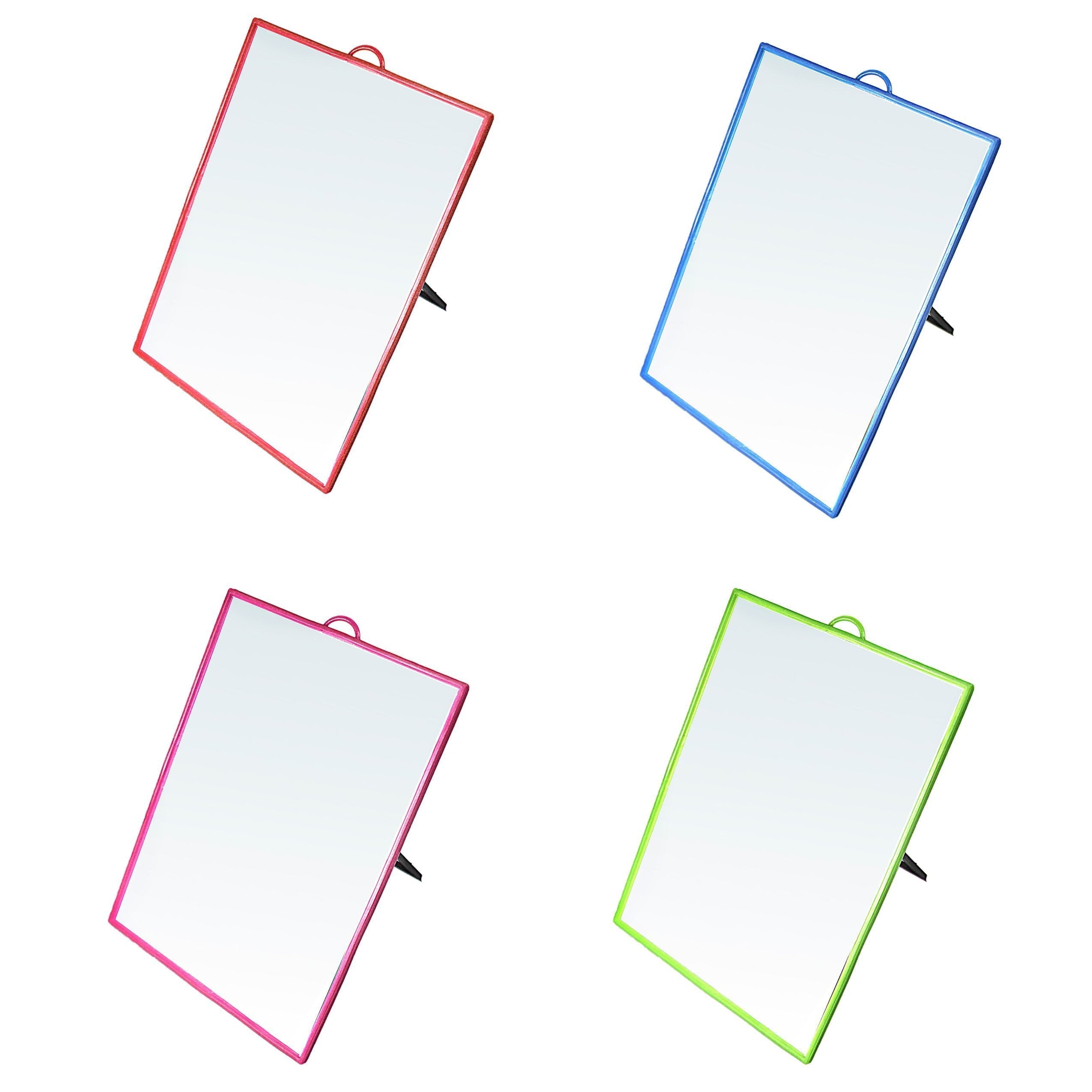 Desk Table Plastic Coloured Border Square Shaped Mirror 23cm x 30cm 0177