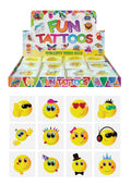 Children's Emoji Style Assorted Faces Mini Tattoos 12 Assorted Designs N51043