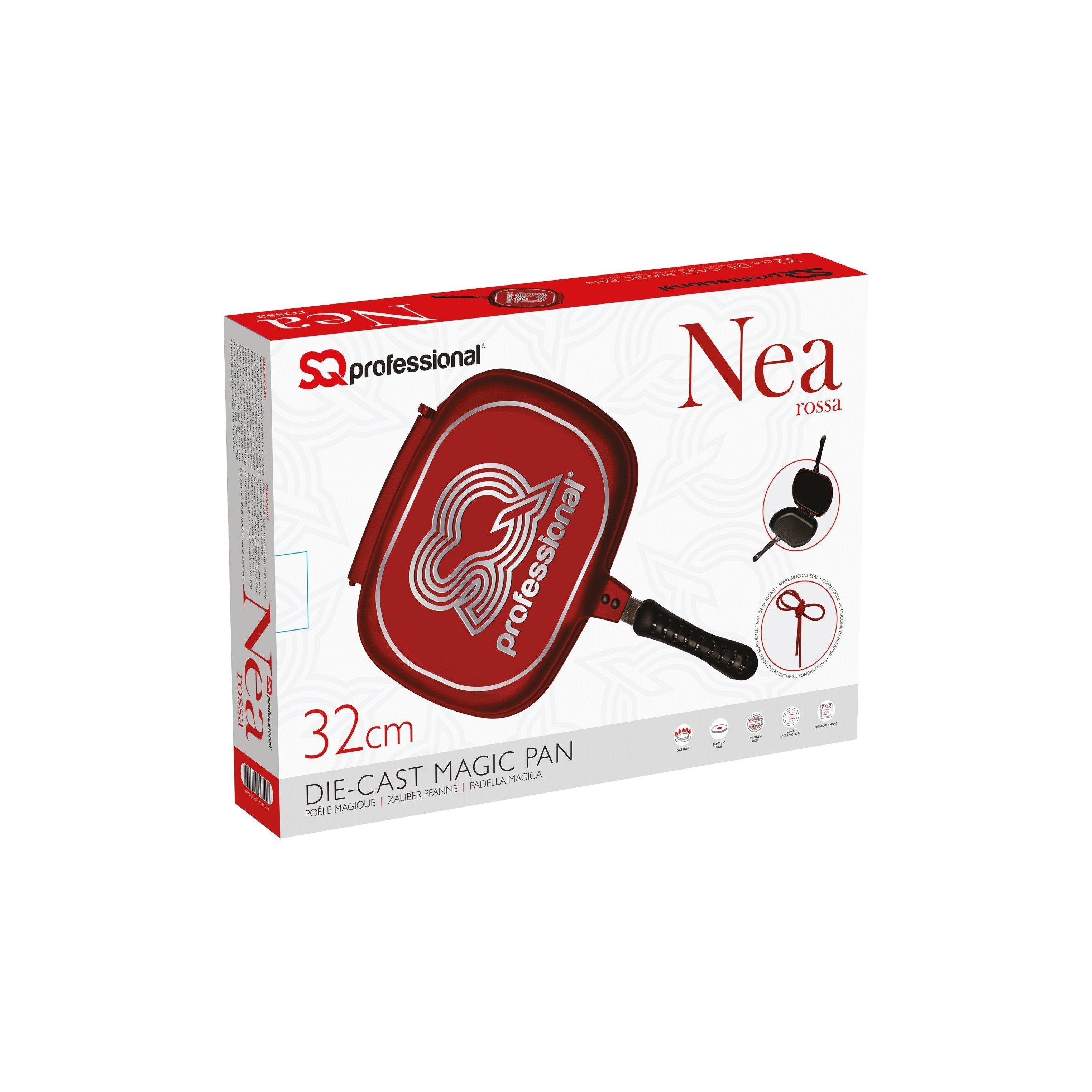 SQ Professional Nea Diecast Double Sided Magic Pan 32cm Rossa Red 4680