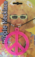 Peace Sign Hippie Necklace Pink (Pack of 12)