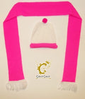 Wickedfun Pink and white Hat and Scarf