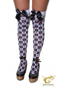 Crazy Chick Queen Of Hearts Stockings With Black Bow