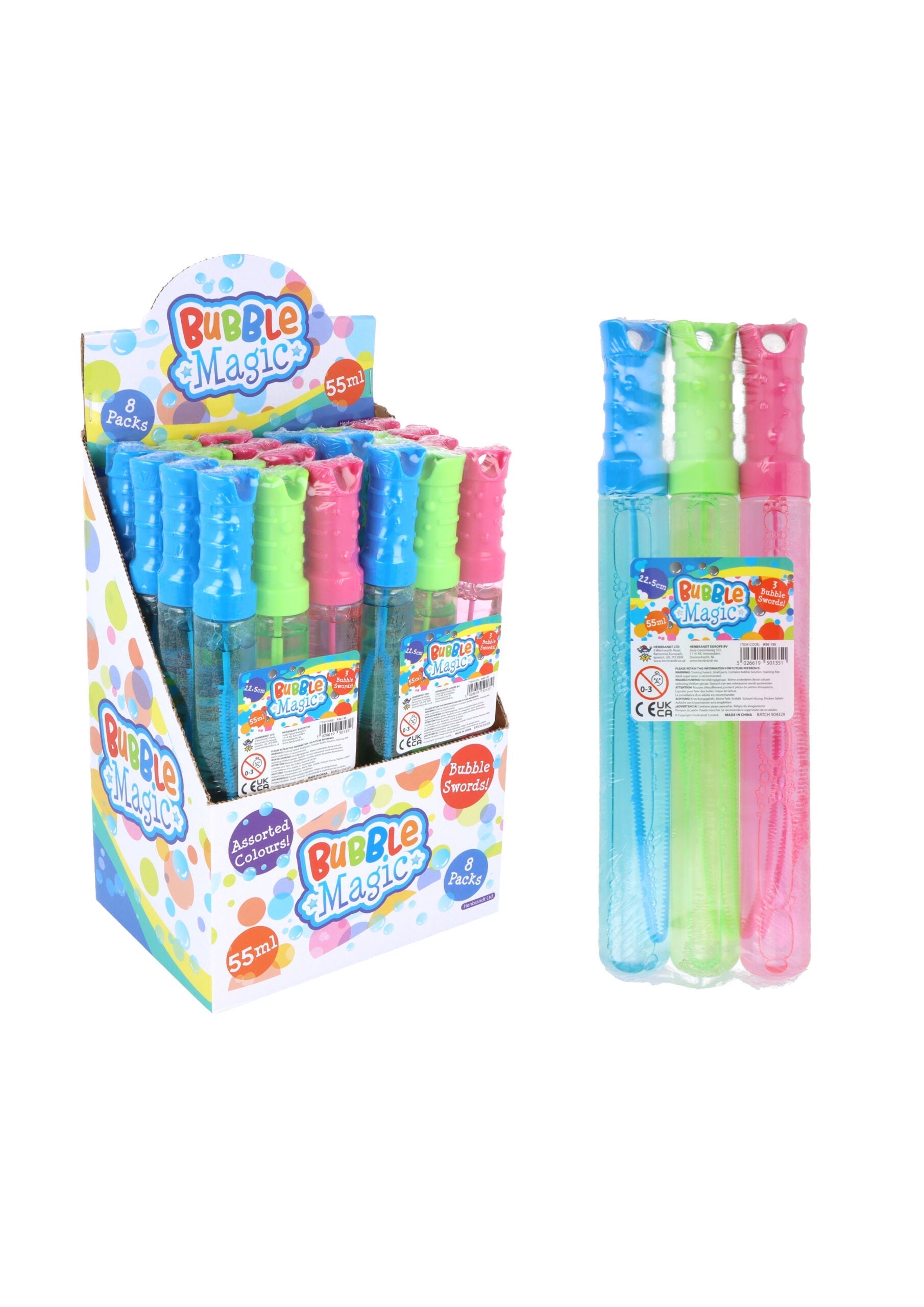 Bubble Wand Sword 55ml Pack of 3 Assorted Colours R50135