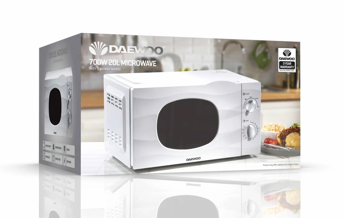 Daewoo Microwave 20L Capacity 700W White SDA2095