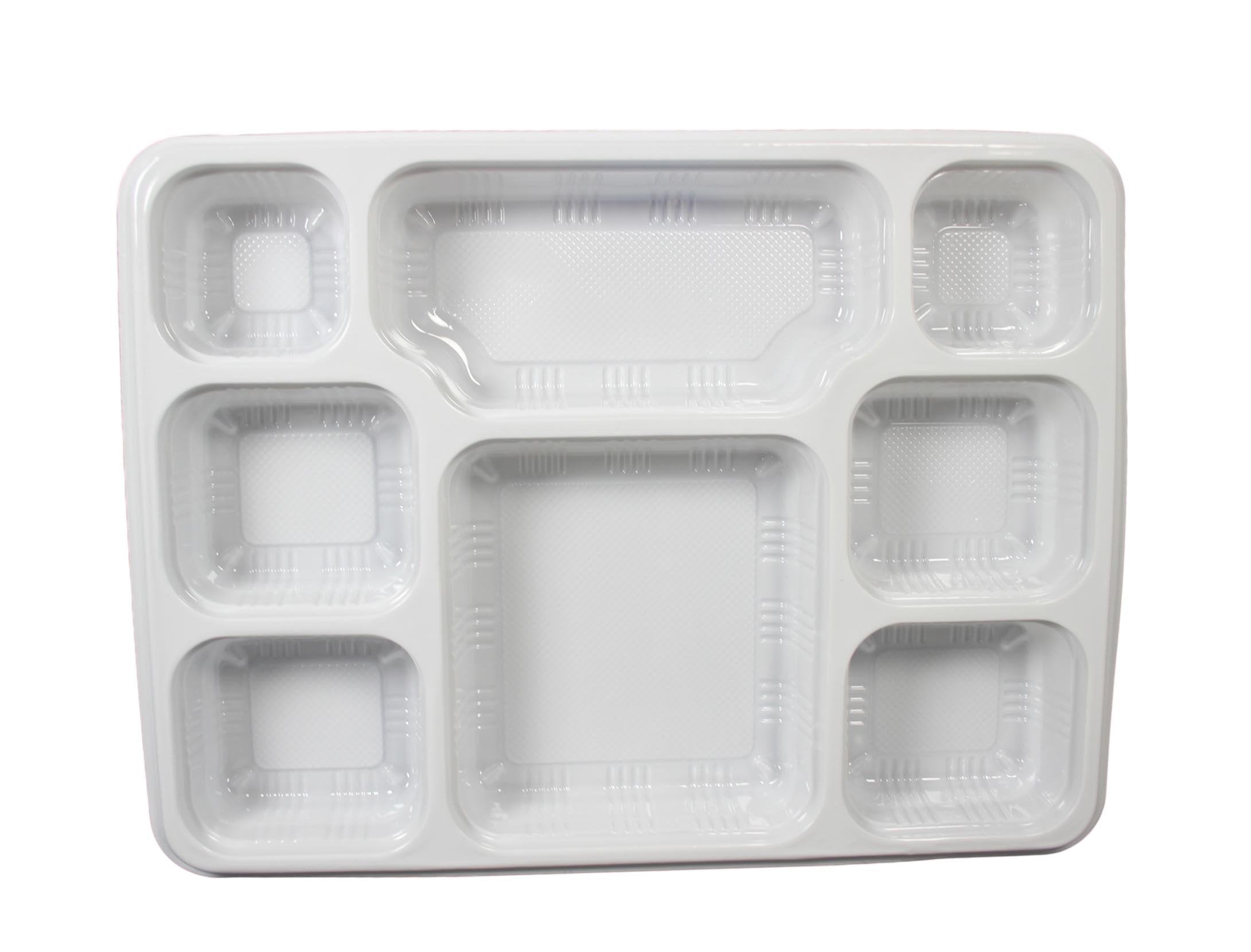 Disposable White Plastic Divider Plate 8 Sections 30 x 23 cm Pack of 25 SK1291
