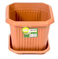 N0. 0 Plastic Square Plant Indoor Outdoor Garden Plant Pot with Base 10 x 8.5cm H2459