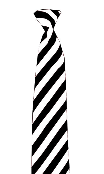Satin Black/White Striped Neck Tie
