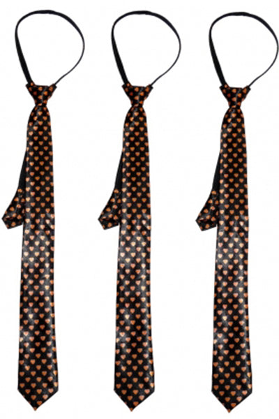 Satin Heart Pattern Tie Orange