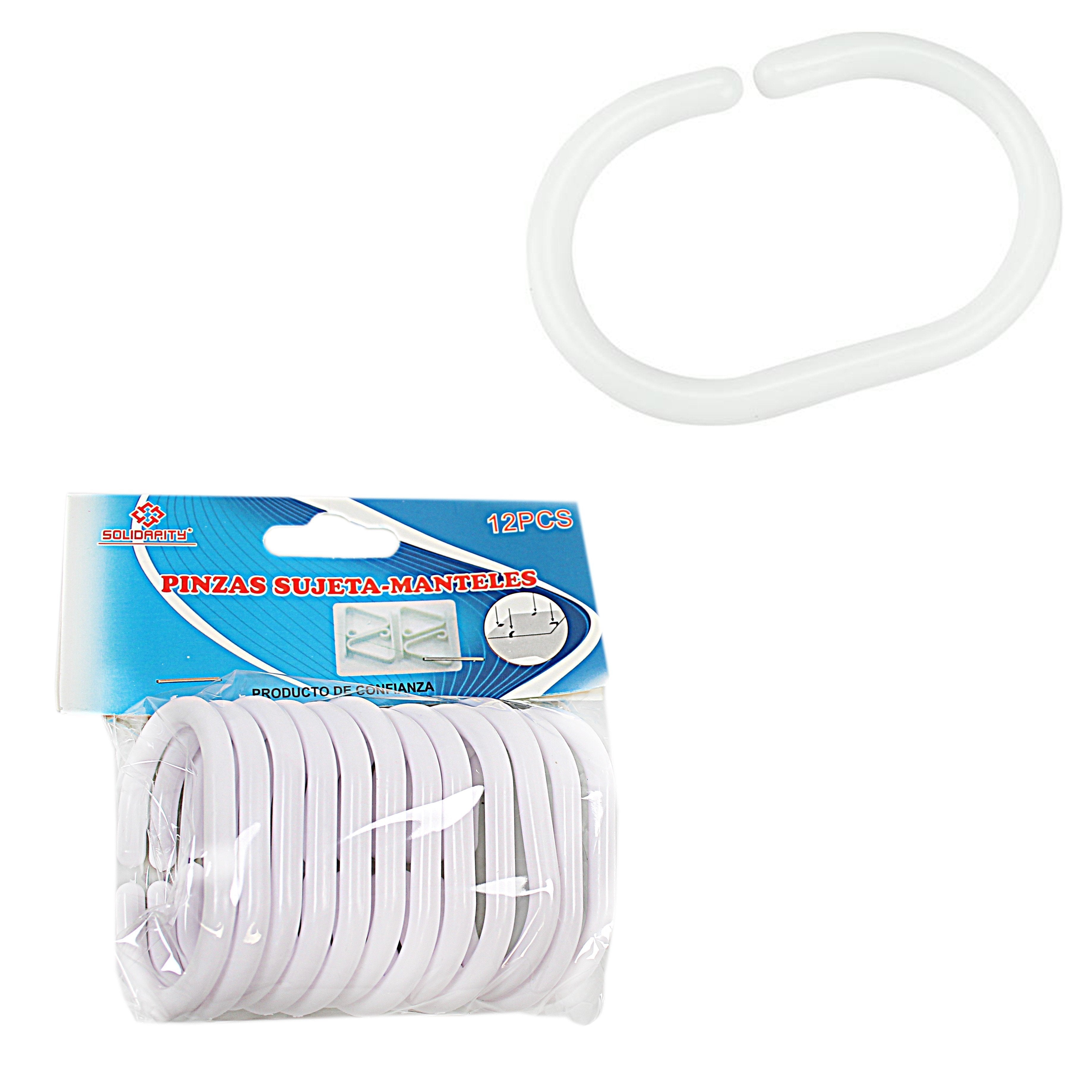 12 Plastic Shower Curtains Rings Hooks Easy Glide Bathroom Curtain Hooks  2634