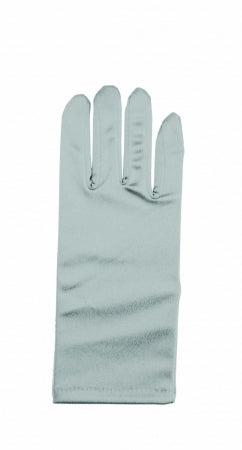 Wickedfun Silver Satin Short Gloves