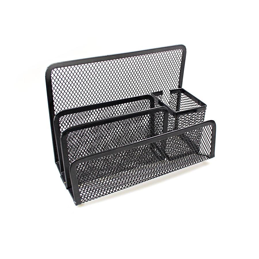 Metal Mesh Office Desk Stationery Pen and Paper Envelope Holder 17.5 x 13 x 8.2cm 0019