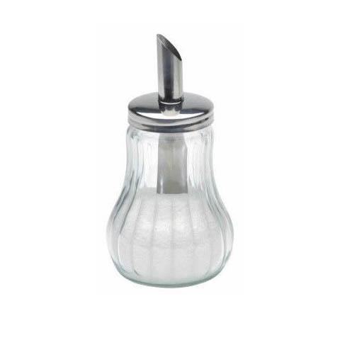 Clear Ribbed Glass Sugar Jar Dispenser 10 x 5 cm 7117 A