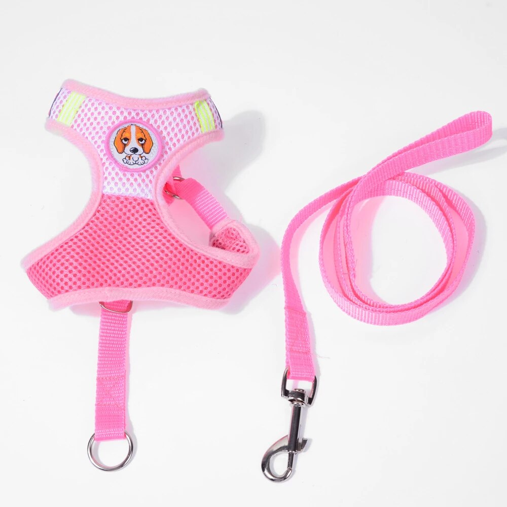Dog Leash Reflective With Soft Harness Vest Size Medium Assorted Colours 93cm 6710M