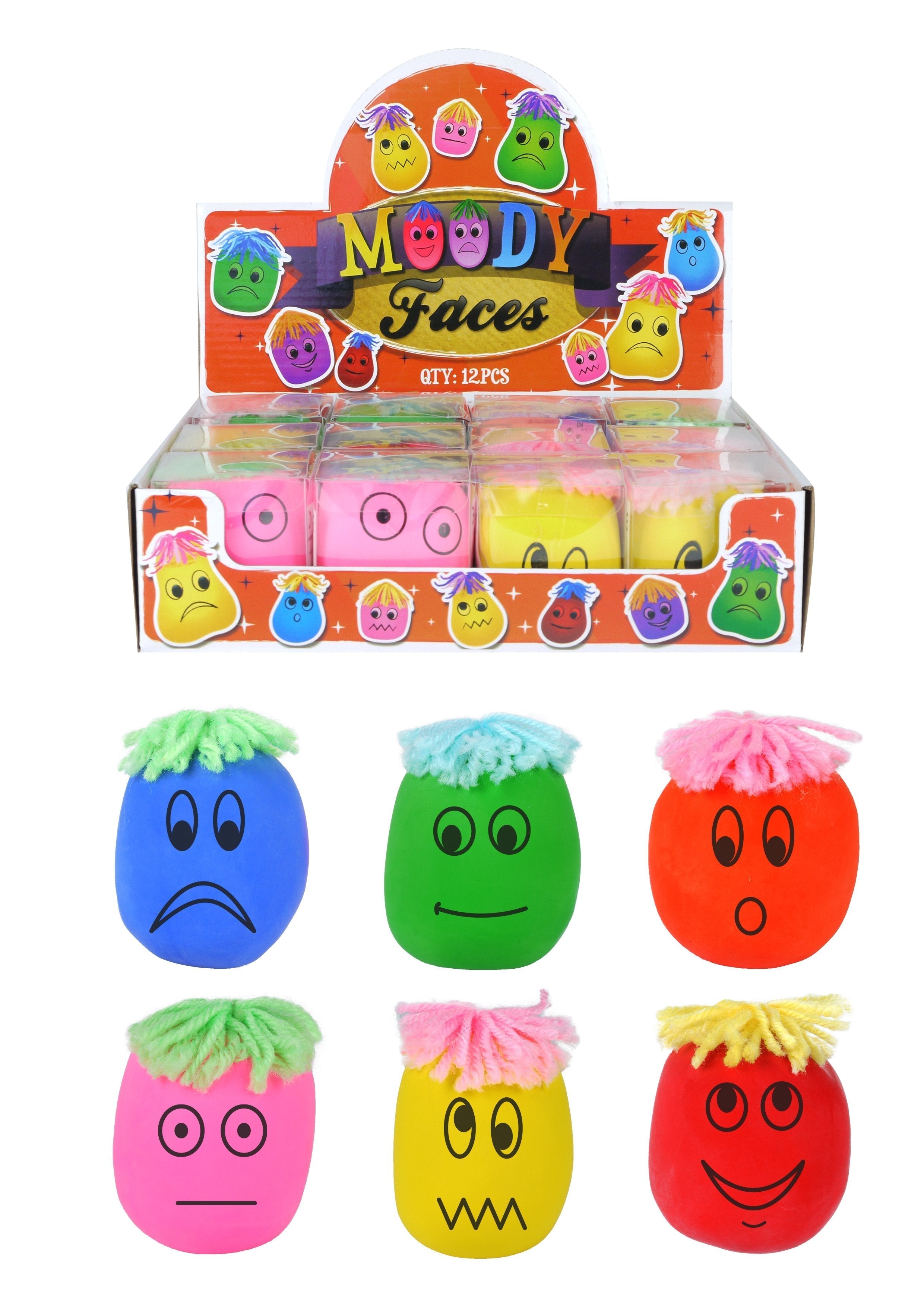 Moody Squeeze Stretch Smiley Face Stress Squishy Balls, SKU T29117
