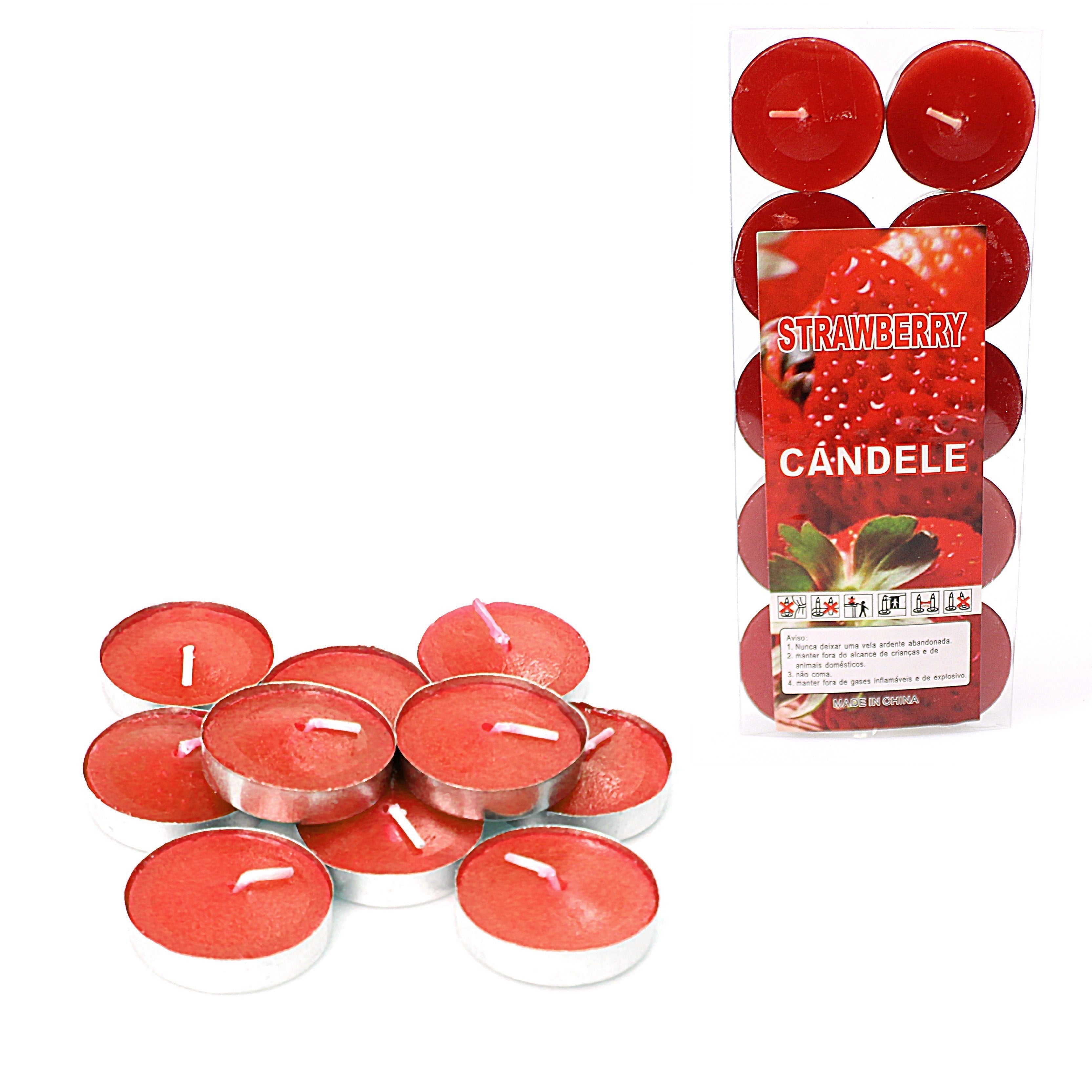 Strawberry Scented Plain Wax Tealight Candles 10 Pack 0231