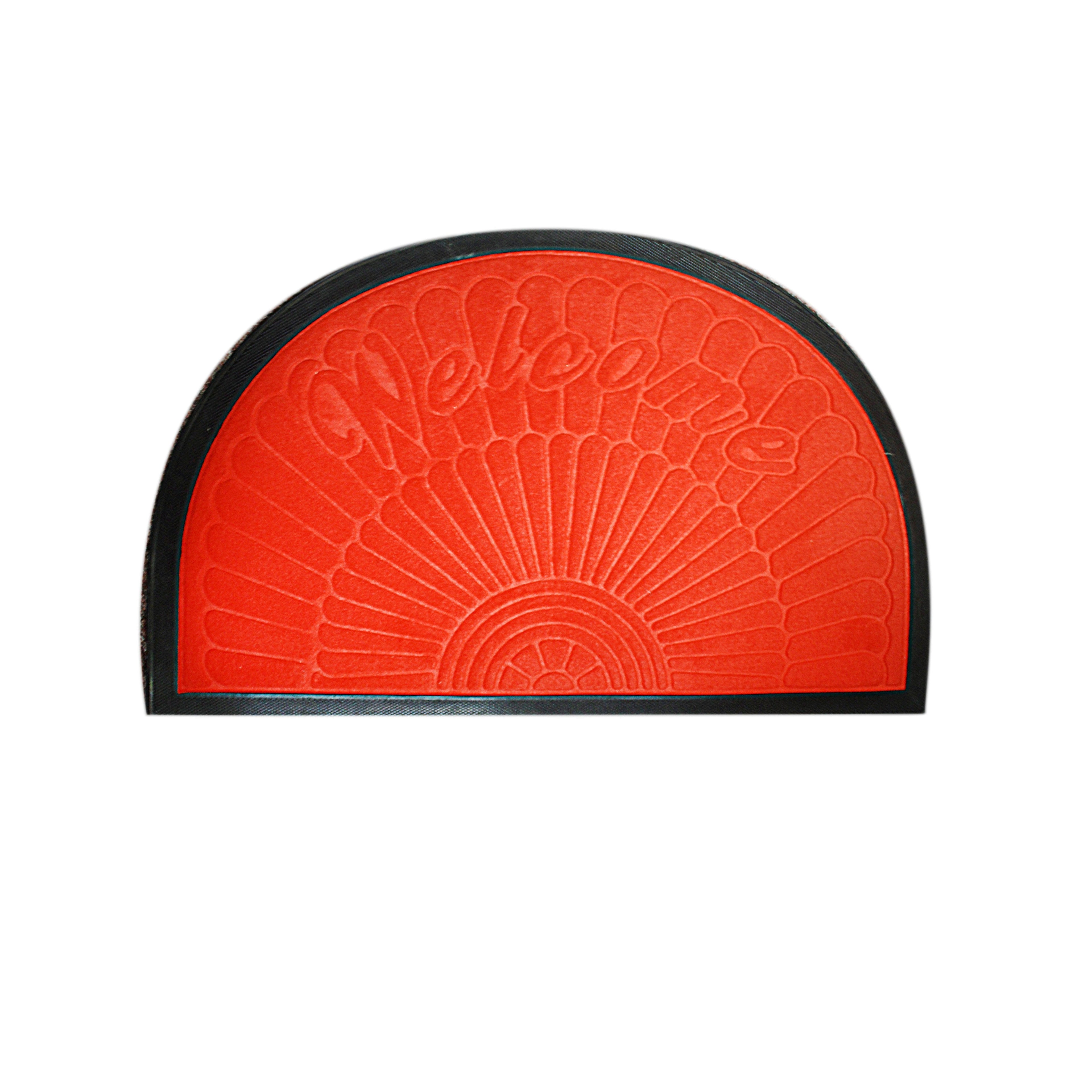 Welcome Door Mat Arch Shaped In Rich Multi Colours  With PVC Backing 80cm x 50cm 0471