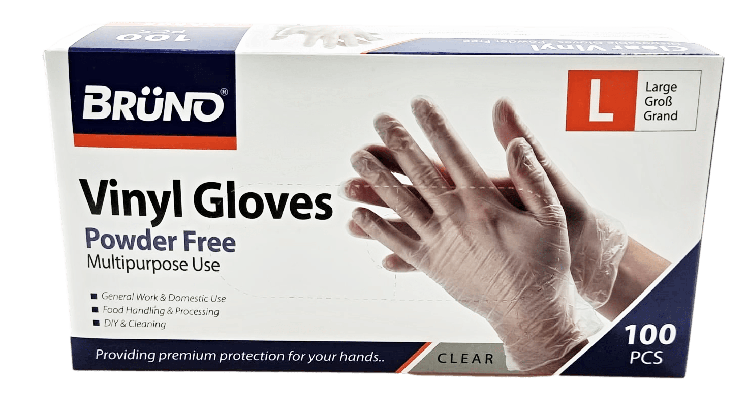 100 Large Disposable Vinyl Clear Examination Gloves Powder Free Latex Free Gloves VG003