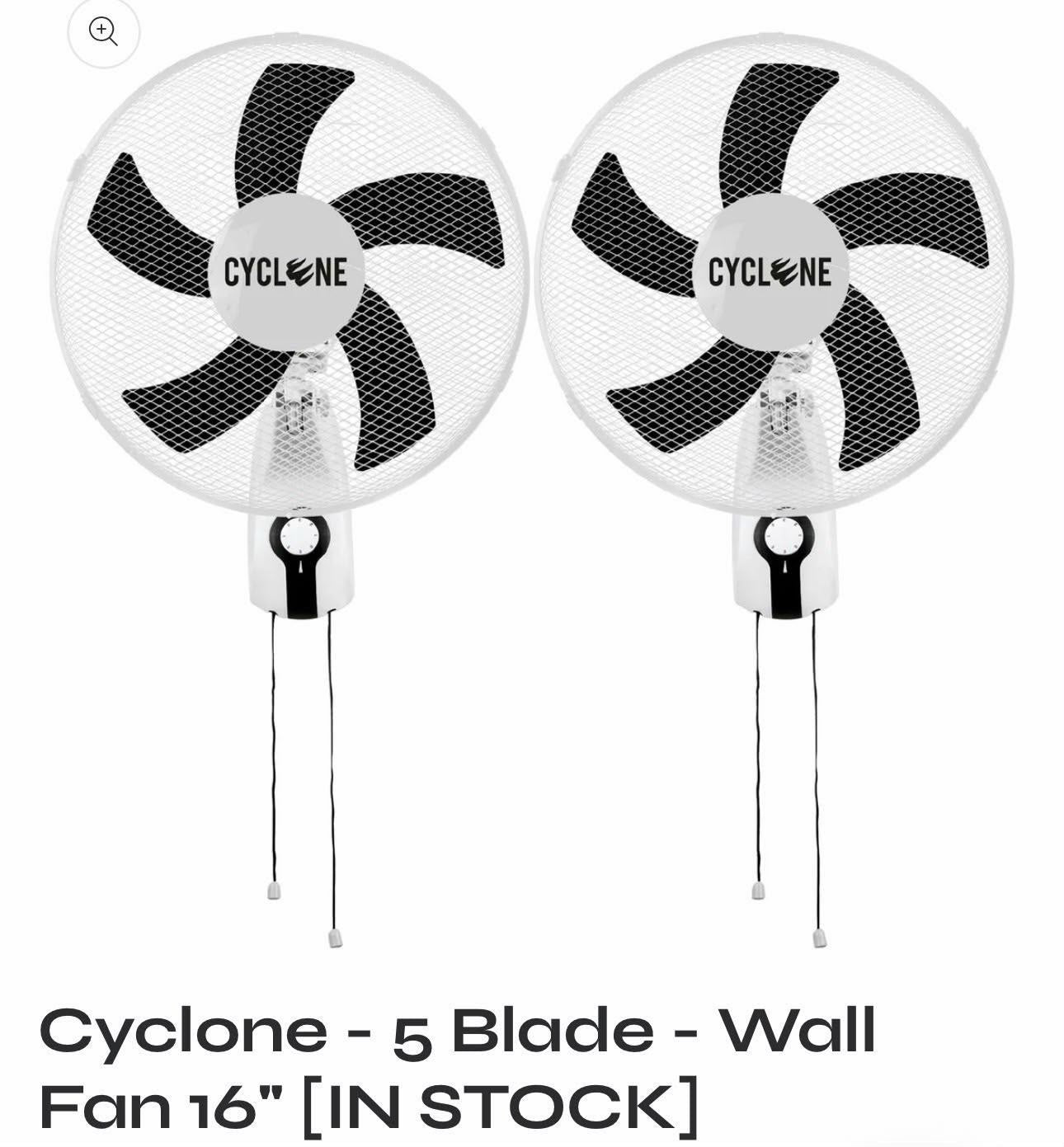 Wall Fan 16" W50 CYC-2PC-16WING 3 Speed Settings Oscillation Mode 40" 240V 50Hz