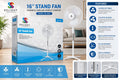 16" Cross Base Stand Fan 3 Speed White DL2013