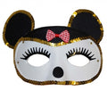 White Mouse Eye Mask with Gold Sequin (Pack of 12)