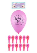 'Baby Girl' Party Birth Celebration Balloons 23 cm Pack of 12 Pink X38746
