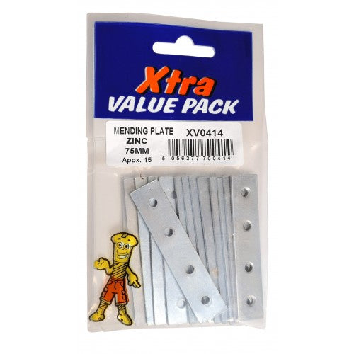 Xtra Value Pack Mending Plates 75mm Zinc Plated 0414