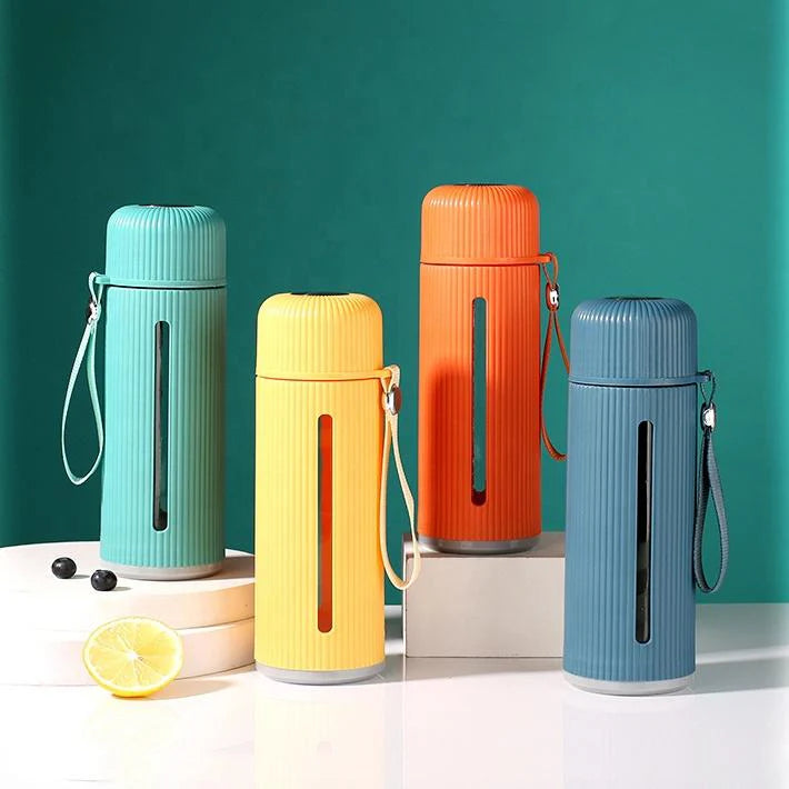 Water Bottle Flask with Strap 500ml 21 x 7 cm Assorted Colours