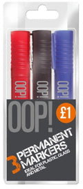 OOP! Permanent Markers Pack of 3 Assorted Colours A2413