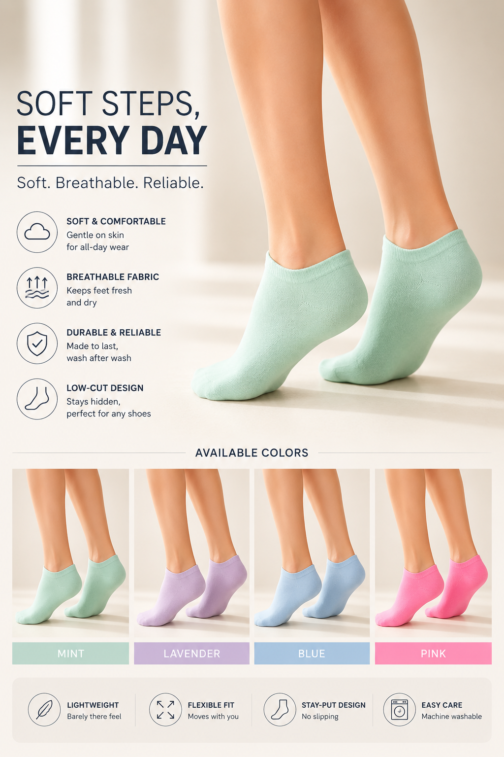 Active Star Classic Ladies Trainer Socks Pastel (Pack of 3 Pair)