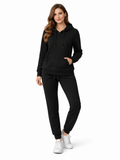 Active Star Ladies Black Pullover Hoodie Tracksuit