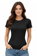 Active Star Ladies Crew Neck Short Sleeve Cotton T-Shirt Black