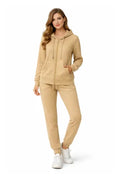 Active Star Ladies Dark Oyster Zipper Hoodie Trousers Set