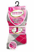 Active Star Ladies Flexi Top Diabetic Argyle Socks (Pack of 3 Pair)