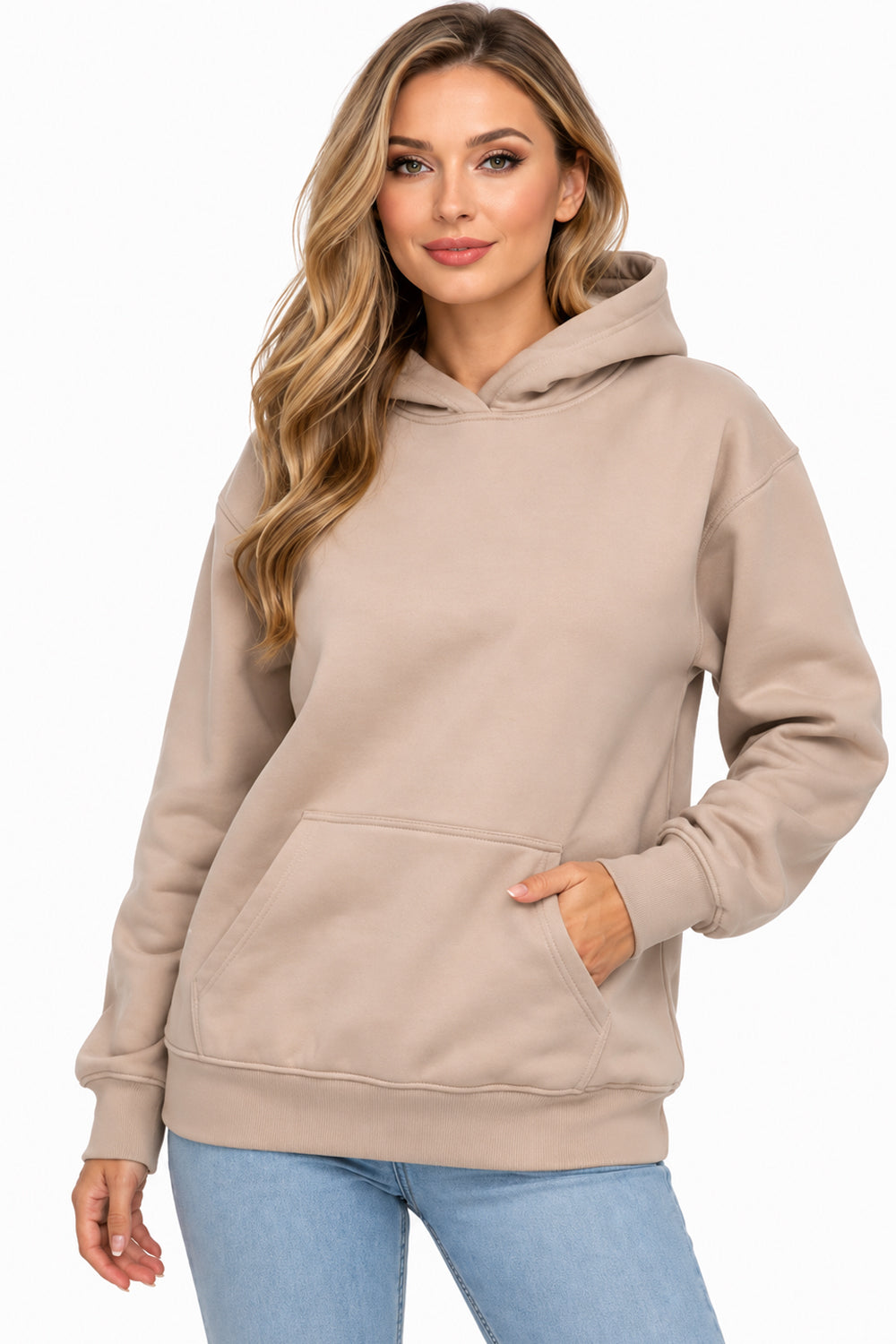 Active Star Ladies Pullover Hoodie (Sand Color)