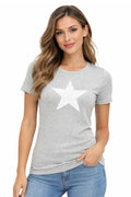 Active Star Ladies Short Sleeve Star Design T-Shirt Grey