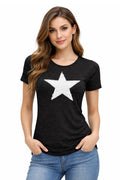 Active Star Ladies Short Sleeve Star Design T-Shirt Black