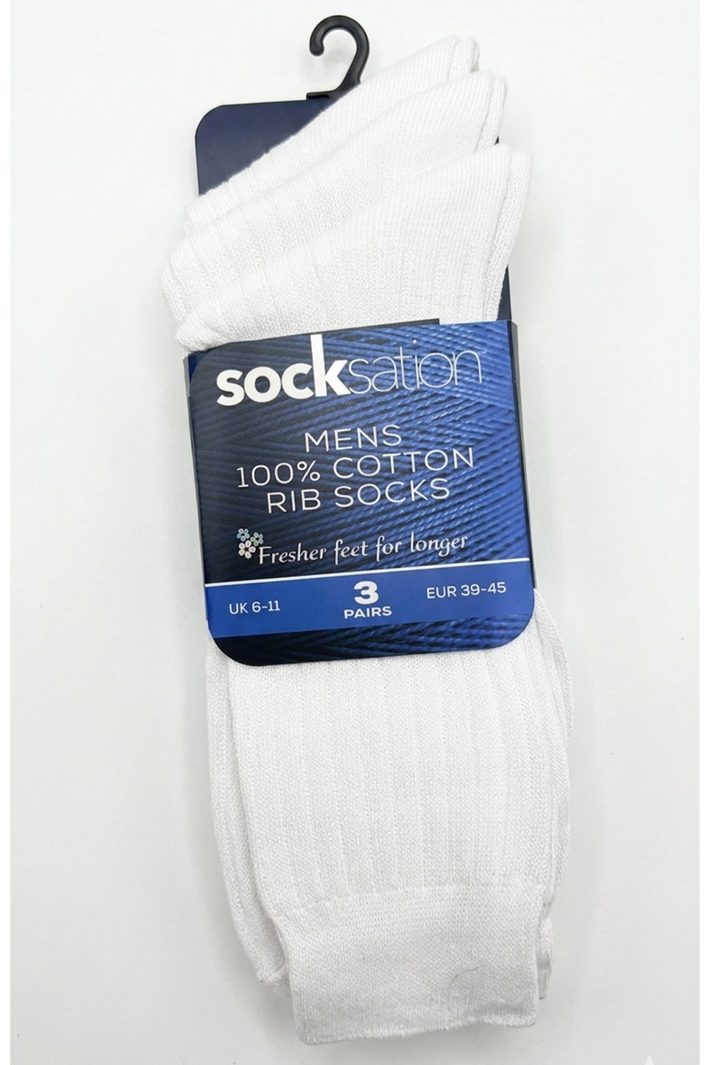 Active Star Men's Cotton Rich White Socks (Pack of 3 Pairs)