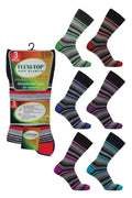 Active Star Mens Diabetic Socks  Flexi-Top Assorted Stripe (Pack of 3 Pair)