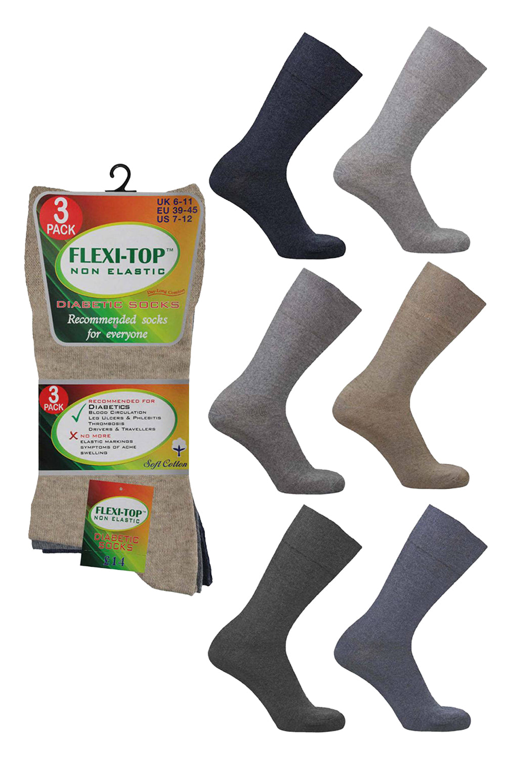 Active Star Mens Flexi Top Melange Cotton Socks (Pack of 3 Pair)