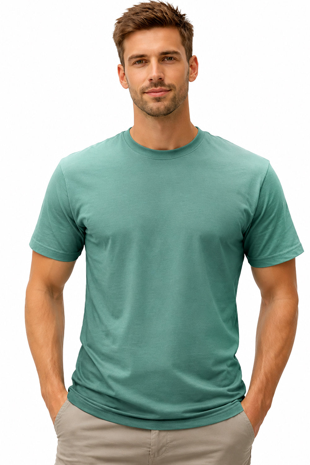 Active Star Men's Green Crew Neck Half Sleeve T-Shirt