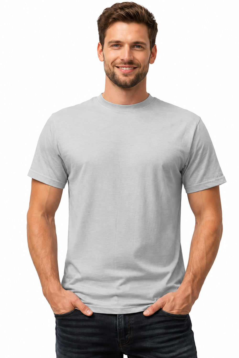 Active Star Men's Grey Crew Neck Half Sleeve T-Shirt