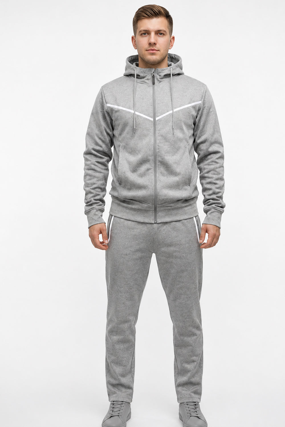 Active Star Men's Grey Hooded Tracksuit (Sold in Cartons Only)