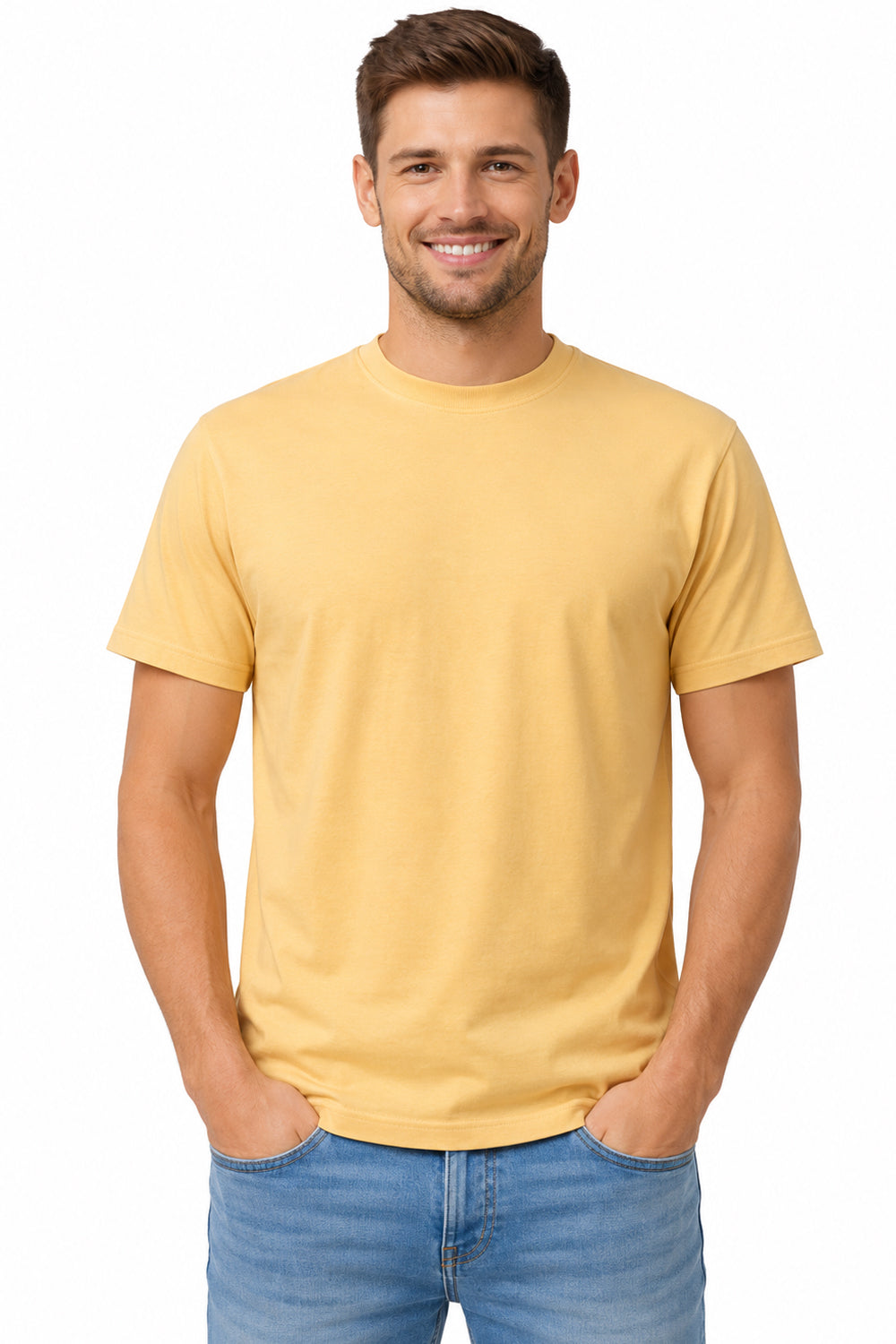 Active Star Men's Light Peach Crew Neck Half Sleeve T-Shirt