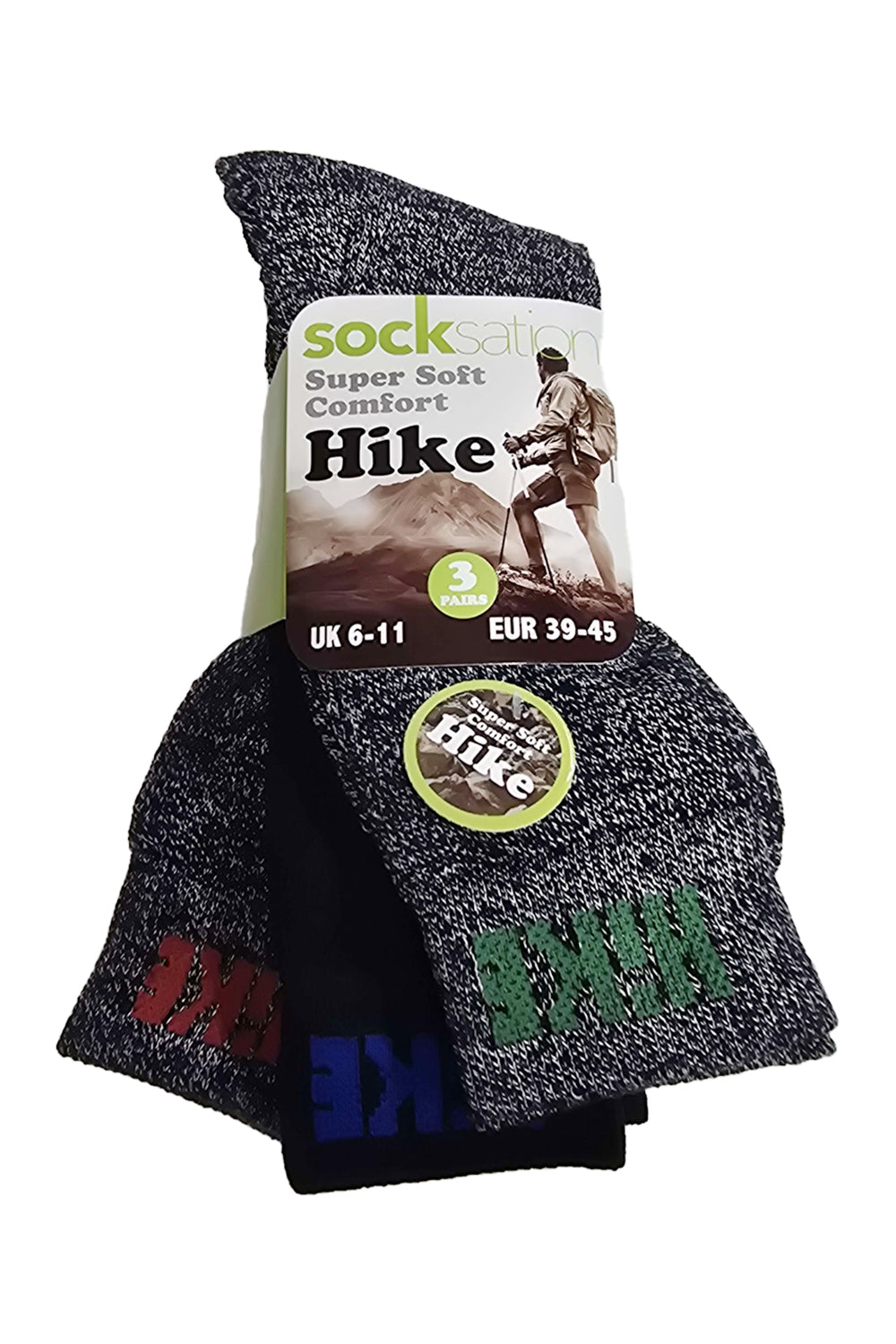 Active Star Men Soft Comfort Hike Socks Melange (Pack of 3 Pairs)