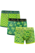 Active Star Mens Green Leaf Pattern Boxer shorts (Pack of 3)