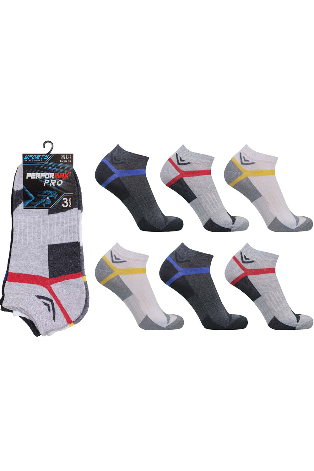 Active Star Men's Trainer Socks Sports Design (Pack of 3 Pair)