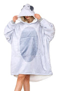 Adult Animal Elephant Face Grey Hoodie Blanket
