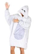 Adult Animal Face Sloth Grey Hoodie Blanket